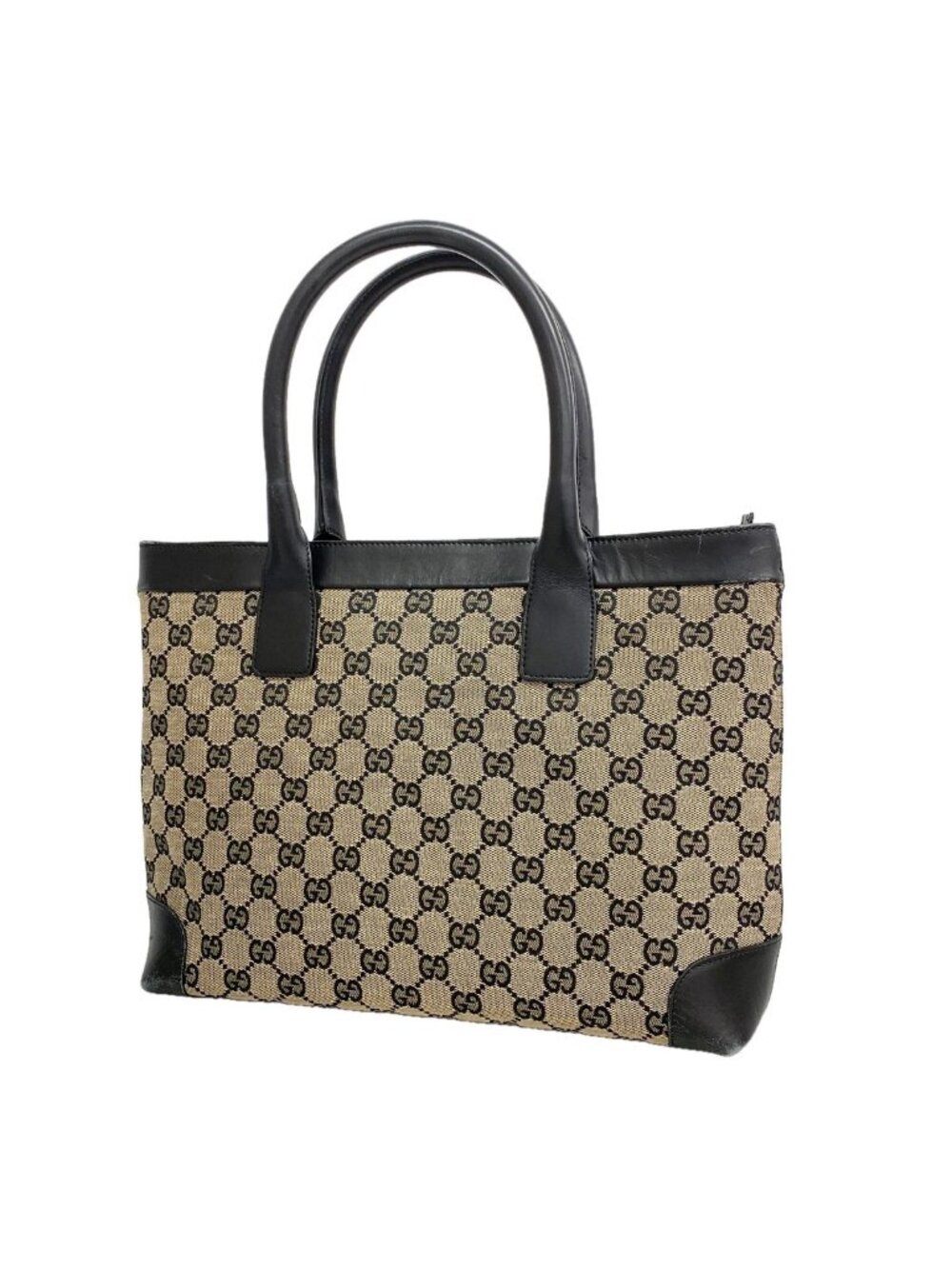 Gucci Tote Bag GG Canvas Black Beige Champagne Gold